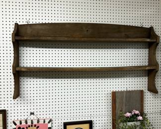 Wall hung wood shelf