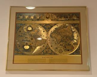 BLUE WALL MAP FRAMED