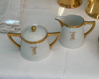 ANTIQUE KPM PORCELAIN HANDPAINTED SUGAR & CREAMER