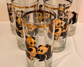 RARE VINTAGE CULVER GLASSES PANDA TUMBLERS