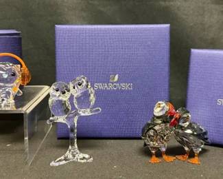 SH199Swarovski Atlantic Puffins, Baby Owls And Hoot Lets Dance Figurines