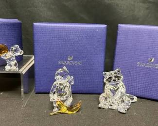SH201Swarovski Monkey With Banana, Kris Bear Scorpio And Raccoon 