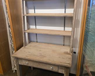 Early heart pine 2 piece table w/shelves.