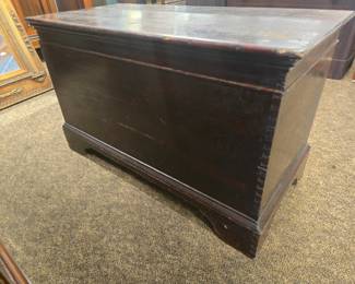 Early pine blanket chest dovetail construction.