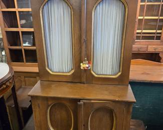 Rare Early child's size stepback cupboard.