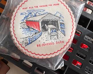 vtg Covered Bridge Coaster Set