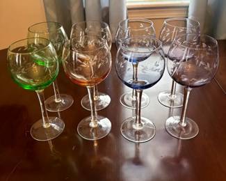 Etched Wine Glass Set