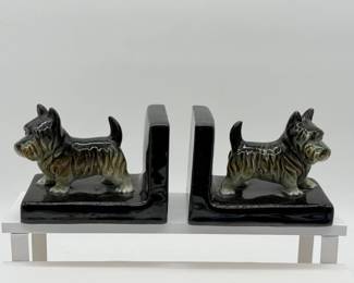 90 VintageCeramicScottishTerrierBookends