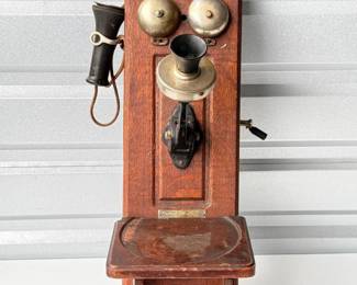 1 AntiqueKelloggQuarterSawnOakWallTelephone