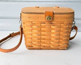 12 VintageLongabergerHandWovenBasketPursewLeatherStrap