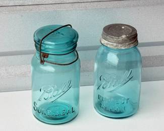63 VintageAquaBlueBallCanningJars
