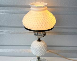 24 VintageHobnailMilkGlassHurricaneLamp