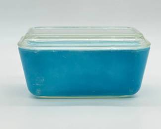 57 VintagePyrexPrimaryBlue502BDishwRibbedGlassLid