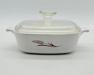 22 VintageCorningwareAmberWavesofGrainCasseroleDishGlassLid