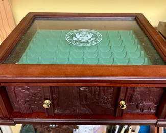 U.S. State Quarter Wood and Glass Display Case