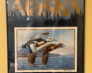 Matted and Framed Print of Alaska Waterfowl Conservation Featuring Steller's Eiders, 1986 - James Meger