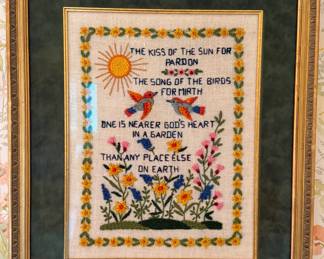 Matted and Framed Embroidery Artwork - "The Kiss of the Sun for Pardon"