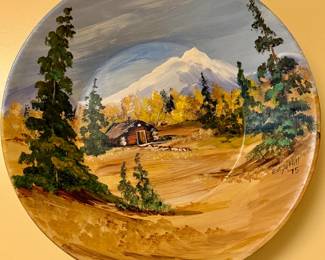 Painted Plate of Landscape with Mountain - Hill, 1975