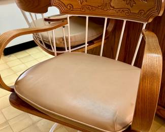 Wood and Vinyl Swivel Captain's Bar Stools