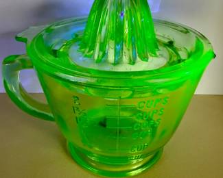 Uranium Glass Juicer and Measuring Cup