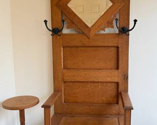 Oak Hall Tree with Beveled Mirror