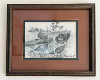Matted and Framed Art of Grouse 