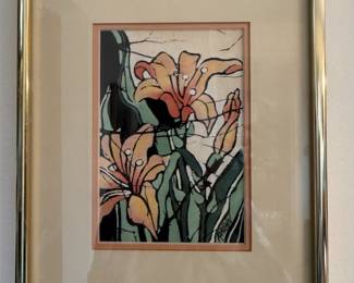 Matted and Framed Batik Lillies  - Kenlyn