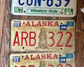 Vintage Tennessee and Alaska License Plates