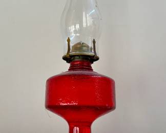 Red Glass Oil Lamp