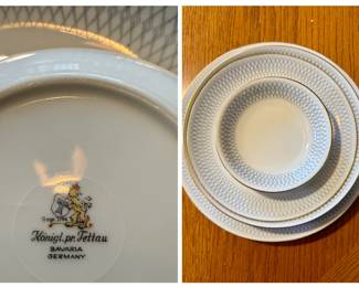 Königlich Privilegierte Porzellanfabrik Tettau - Gold Trim and Grey Diamond Design China