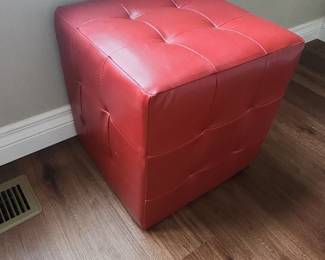 Qty red vinyl cube ottomans