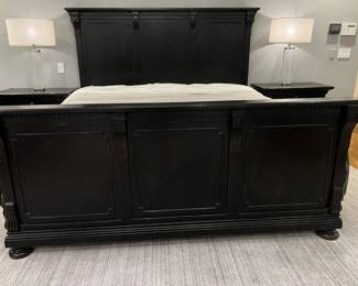RH King Bed, nightstands, and lamps - available for presale. Contact Patty at 847-772-0404.