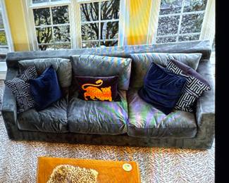 Tommy Hilfiger blue velvet sofa in perfect shape