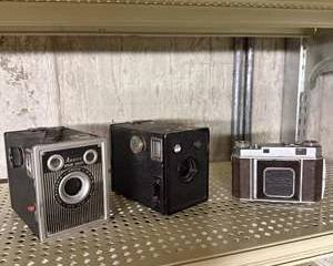 Antique Camera Lot - Ansco Shur Shot Box Camera and Kodak Camera