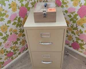 Classic Metal 2-Drawer Filing Cabinet with Portable Locking Cash Box