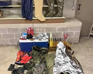 Assorted Hunting and Outdoor Gear Lot with Camo Clothing and Accessories