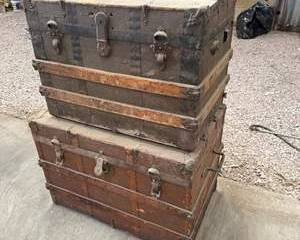 Antique Wooden Steamer Trunks - Early 1900s