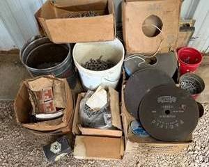 Assortment of Various Nails, Screws, and Cutting Discs