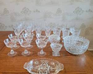 1980s Cristal d'Arques 'Chantilly' Cut Crystal Glassware Set