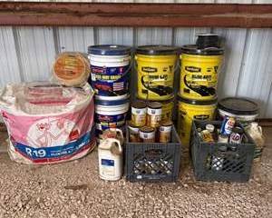 Lot of Construction and Maintenance Supplies Including Gardner Drive-Kote and Chevron Oil