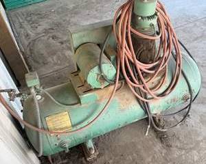 Vintage Industrial Air Compressor with Motor and Hoses