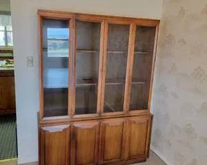 Vintage Mid-Century Wooden China Cabinet Hutch
