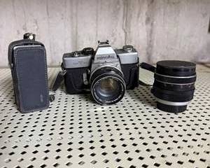 Vintage Minolta SR-T 101 35mm Film Camera with MC Rokkor-PF 58mm f/1.4 Lens and Additional Lens