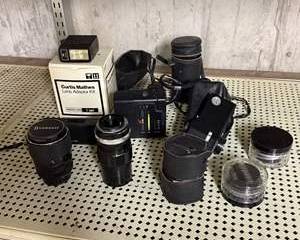 Vintage Bushnell Camera Lenses and Curtis Mathes Lens Adaptor Kit