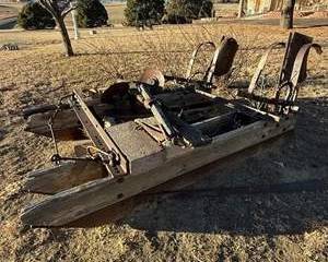 Antique Wooden Horse-Drawn Plow Cultivator