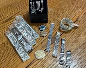 Vintage Collection: Watch Bands, Bracelets, and Commemorative Coin