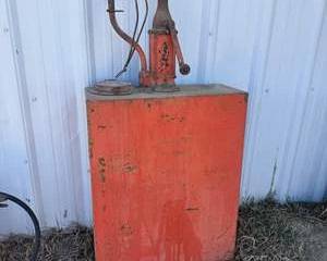 Large Antique Oil Pump "THE PHILLIPS & TANK CO." Lubester Dispenser Red Hand Pump Oil/Fuel Dispenser Tank