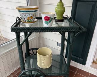 Wicker Resin Tea Cart - $150