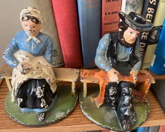 Vintage cast iron bookends with original paint!
