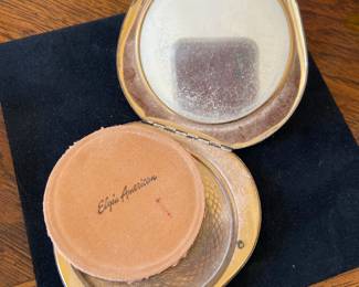Vintage Elgin American powder compact with engraving dated 1-13-49